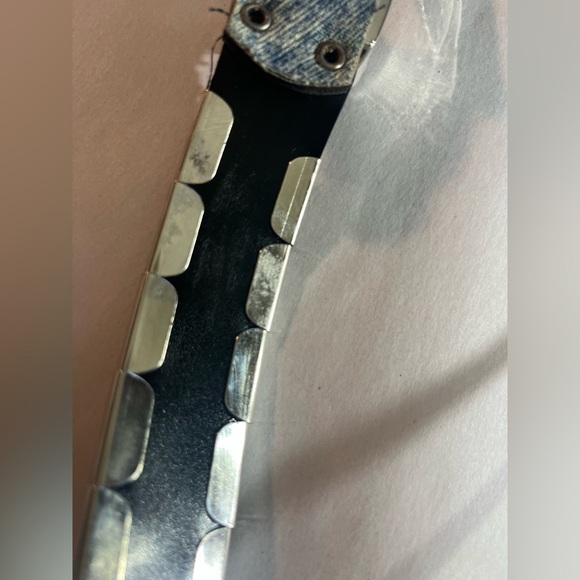 Denim silver western Boho artsy cowgirl cowboy light denim Y2K belt M/L - Picture 10 of 13